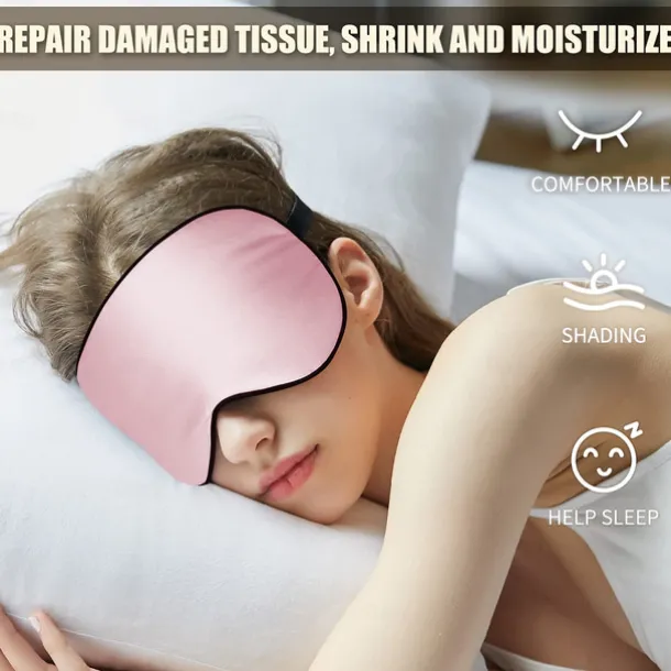 100% Real Natural Pure Silk Eye Mask with Adjustable Strap for Sleeping, Double Side Mulberry Silk Eye Sleep Shade Cover, Blocks Light Reduces Puffy Eyes