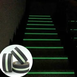 1 Roll Anti-slip Traction Tape With Dark Green Stripe Friction Grinding Adhesive For Indoor Outdoor Stair Treads Glow in the Dark