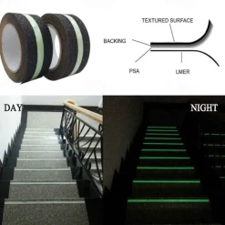 1 Roll Anti-slip Traction Tape With Dark Green Stripe Friction Grinding Adhesive For Indoor Outdoor Stair Treads Glow in the Dark