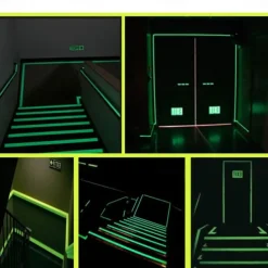 1 Roll Anti-slip Traction Tape With Dark Green Stripe Friction Grinding Adhesive For Indoor Outdoor Stair Treads Glow in the Dark