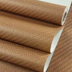 1 Roll Chinese Style Imitation Grass Cloth Woven Wallpaper for Restaurants Cafes Hotels Decorative Wallpapers Retro Nostalgic 3D Imitation Bamboo Linen Wallpaper Non Self-adhesive 950x53cm/374x20inch