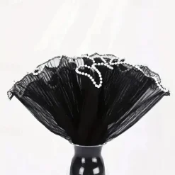 1 Roll Flower Wrapping Mesh with Pearls - Polyamide Florist Netting for Bouquet Packaging Valentine's Day Birthday Wedding Decor Gift Wrapping Supplies 15-inch