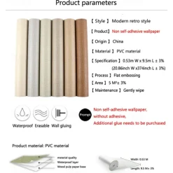 1 Roll Simple Japanese Style Wallpaper Imitation Linen Patterned for Home Hotel Bedrooms Living rooms Plain Color Waterproof Wallpaper Non Self-adhesive 950x53cm/374x20.87inch