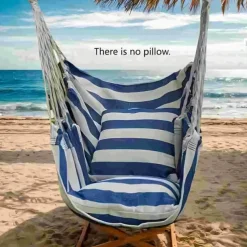 2 Ropes Hanging Chair Striped Fabric Leisure Fabric Striped Hanging Chair Without Cushion And Pillow, with 2 Ropes And Storage Bag