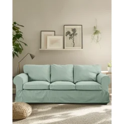 3 Seat Sofa Cover, 100 Cotton Couch Cover with 3 Cushion Cover and 3 Backrest Cover, Slipcover Washable Furniture Protector LITB PRIME cover Ektcover