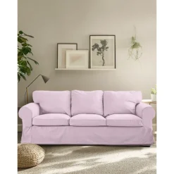 3 Seat Sofa Cover, 100 Cotton Couch Cover with 3 Cushion Cover and 3 Backrest Cover, Slipcover Washable Furniture Protector LITB PRIME cover Ektcover