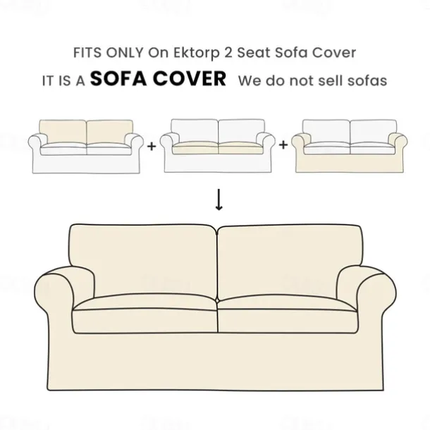 2 Seat Sofa Cover or 2 Seat Sofa Bed Cover with Cushion Covers and Backrest Covers For Ektorp Couch Slipcover Washable Furniture Protector LITB PRIME cover Ektcover