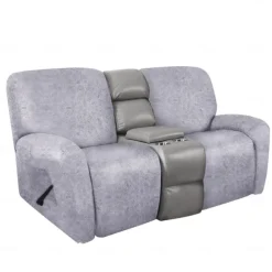 2 Seater Recliner Covers Stretch Love Seat Reclining Sofa Cover, Like Leather Couch Slipcover with Elastic Loop, Anti-cat Scratch Furniture Protector for Dogs Pet