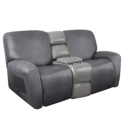 2 Seater Recliner Covers Stretch Love Seat Reclining Sofa Cover, Like Leather Couch Slipcover with Elastic Loop, Anti-cat Scratch Furniture Protector for Dogs Pet