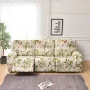 3 Seater Stretch Recliner Covers Couch Slipcover Reclining Cover Floral with Elastic Loop, Anti-cat Scratch Furniture Protector for Kids, Pets, Dogs, Cats