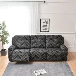 3 Seater Stretch Recliner Covers Couch Slipcover Reclining Cover Floral with Elastic Loop, Anti-cat Scratch Furniture Protector for Kids, Pets, Dogs, Cats