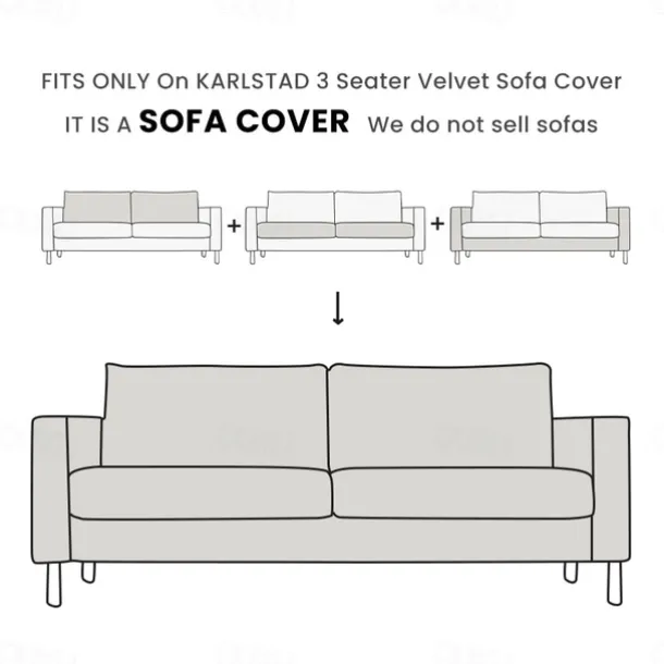 3 Seater Velvet Sofa Cover Solid Color Quilted Velvet Slipcovers KARLcover LITB PRIME cover