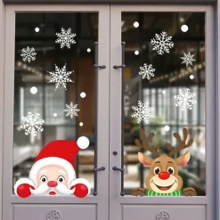 1 Set Christmas Window Stickers Santa Claus Sticker Merry Christmas Decorations for Home Navidad Xmas Ornament Gift New Year