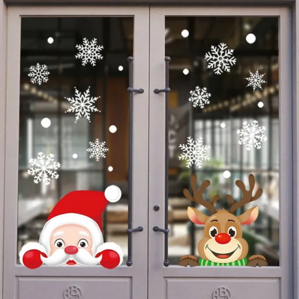 1 Set Christmas Window Stickers Santa Claus Sticker Merry Christmas Decorations for Home Navidad Xmas Ornament Gift New Year