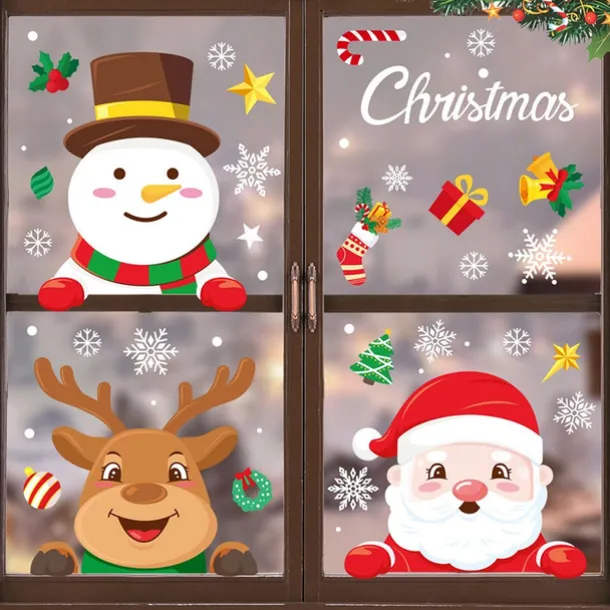 1 Set Christmas Window Stickers Santa Claus Sticker Merry Christmas Decorations for Home Navidad Xmas Ornament Gift New Year