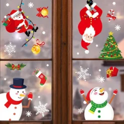 1 Set Christmas Window Stickers Santa Claus Sticker Merry Christmas Decorations for Home Navidad Xmas Ornament Gift New Year