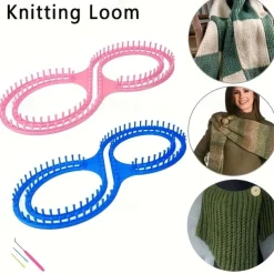 1 Set Deluxe Knitting Loom Kit - Create Beautiful Hats, Scarves, Shawls, Sweaters, Socks, and Blankets with Ease - DIY Yarn Craft Kit with Hooks, Available in Pink and Blue Colors