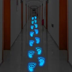 1 Set Footprint Pattern Glow In The Dark Floor Sticker