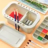 1 Set Multifunctional 3 In 1 Wash Pen Bucket With Pen Holder And Painting Palette Lid Paint Brush Basin Brush Tub Washing Tool For Art Painting Gouache Watercolor Acrylic Oil Painting