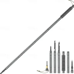 1 set Multifunctional Hiking Stick - Folding Trekking Pole with Hidden Knife & Compass - Self-Defense Walking Stick for Camping & Hiking