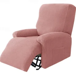 1 Set of 4 Pieces Stretch Reclining Couch Covers Burgundy Jacquard Spandex Recliner Couch Covers Recliner Chair Cover Form Fitted Non Slip Reclining Slipcovers for Standard Large Recliner,Chivas Sofa