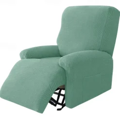 1 Set of 4 Pieces Stretch Reclining Couch Covers Burgundy Jacquard Spandex Recliner Couch Covers Recliner Chair Cover Form Fitted Non Slip Reclining Slipcovers for Standard Large Recliner,Chivas Sofa