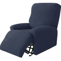 1 Set of 4 Pieces Stretch Reclining Couch Covers Burgundy Jacquard Spandex Recliner Couch Covers Recliner Chair Cover Form Fitted Non Slip Reclining Slipcovers for Standard Large Recliner,Chivas Sofa