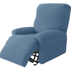 1 Set of 4 Pieces Stretch Reclining Couch Covers Burgundy Jacquard Spandex Recliner Couch Covers Recliner Chair Cover Form Fitted Non Slip Reclining Slipcovers for Standard Large Recliner,Chivas Sofa