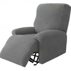 1 Set of 4 Pieces Stretch Reclining Couch Covers Burgundy Jacquard Spandex Recliner Couch Covers Recliner Chair Cover Form Fitted Non Slip Reclining Slipcovers for Standard Large Recliner,Chivas Sofa