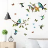 1 Set Of Hummingbird Wall Decals, Peel And Stick, Bird Flower Wall Stickers Decor, Butterfly, Plant Vinyl Glass Wall Decals For Home, Removable Stickers For Bedroom, Window