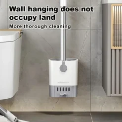 1 Set Toilet Brush with Holder Set Wall Mounted Long Handle Toilet Cleaning Brush with Holder Flexible Toilet Bowl Cleaning Brush No Dead Corner Bathroom Cleaning Brush Hotel Cleaning Supplies