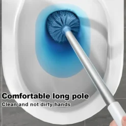 1 Set Toilet Brush with Holder Set Wall Mounted Long Handle Toilet Cleaning Brush with Holder Flexible Toilet Bowl Cleaning Brush No Dead Corner Bathroom Cleaning Brush Hotel Cleaning Supplies