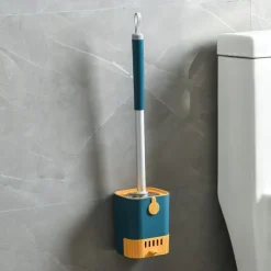 1 Set Toilet Brush with Holder Set Wall Mounted Long Handle Toilet Cleaning Brush with Holder Flexible Toilet Bowl Cleaning Brush No Dead Corner Bathroom Cleaning Brush Hotel Cleaning Supplies