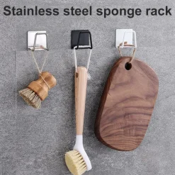 304 Sink Sponge Rack Drain Storage Shelf Stainless Steel Kitchen Wire Ball Rag Organizer Holder Kitchen storage rack