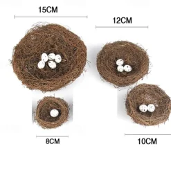 4 Sizes Artificial Rattan Bird Nest with Eggs Holder DIY Handmade Birdcage Easter Window Decor Birdhouse Eggs Storage Basket