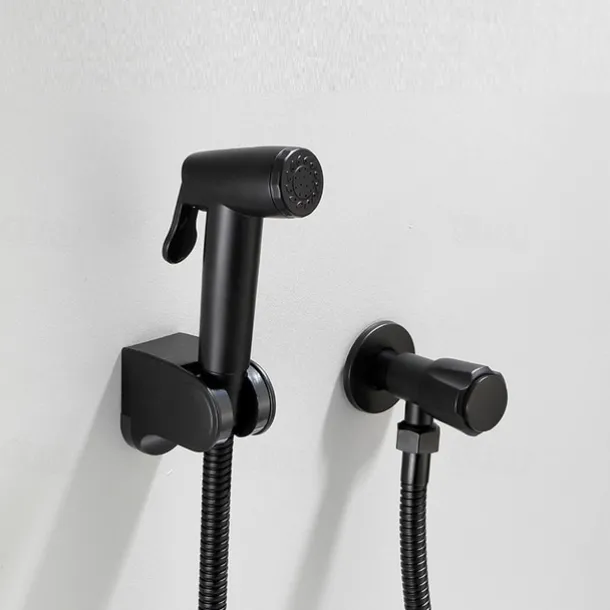 304 Stainless Steel ABS Hand-held Bidet Simple Black Shower Sprayer Wash Butt Hand Wash Black Toilet Companion Spray Gun