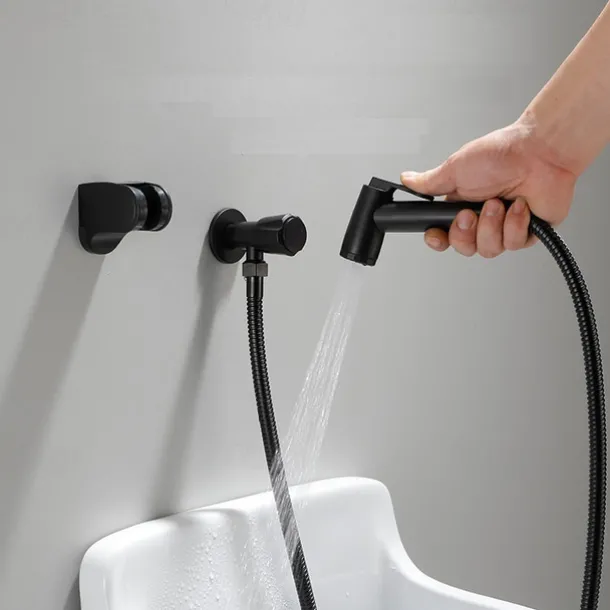 304 Stainless Steel ABS Hand-held Bidet Simple Black Shower Sprayer Wash Butt Hand Wash Black Toilet Companion Spray Gun