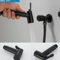 304 Stainless Steel ABS Hand-held Bidet Simple Black Shower Sprayer Wash Butt Hand Wash Black Toilet Companion Spray Gun