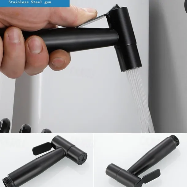 304 Stainless Steel ABS Hand-held Bidet Simple Black Shower Sprayer Wash Butt Hand Wash Black Toilet Companion Spray Gun