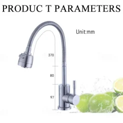 304 Stainless Steel Cold and Hot Water Kitchen Faucet Kitchen Mixers Kitchen Sink Tap 360 Degree Swivel Flexible Hose Basin Faucet
