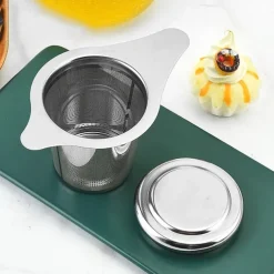 304 Stainless Steel Tea Strainer Reusable Tea Infuser Tea Strainer Teapot Loose Tea Leaf Spice Tea Filter Kitchen Accessories Tea Strainer Tea Drain with Handle and Lid