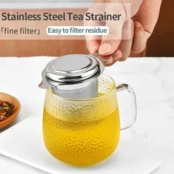 304 Stainless Steel Tea Strainer Reusable Tea Infuser Tea Strainer Teapot Loose Tea Leaf Spice Tea Filter Kitchen Accessories Tea Strainer Tea Drain with Handle and Lid