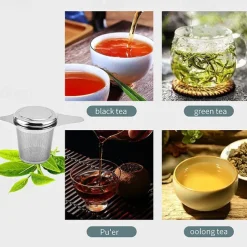 304 Stainless Steel Tea Strainer Reusable Tea Infuser Tea Strainer Teapot Loose Tea Leaf Spice Tea Filter Kitchen Accessories Tea Strainer Tea Drain with Handle and Lid