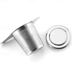 304 Stainless Steel Tea Strainer Reusable Tea Infuser Tea Strainer Teapot Loose Tea Leaf Spice Tea Filter Kitchen Accessories Tea Strainer Tea Drain with Handle and Lid