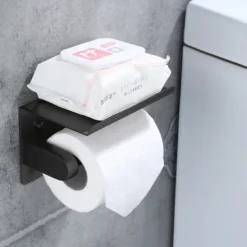 304 Stainless Steel Toilet Paper Rack Multi-Functional Storage Roll Paper Rack Thickened Panel Black Matte Brushed Matte Gold Matte Optional