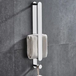 16“ Stainless Steel Towel Bar with Hook, SUS304, Self Adhesive Bath Towel Rack, Contemporary Style, Towel Holder, Rustproof, 4-Finish, Gold, Brushed, Black, Mirror Polished, Punch-free