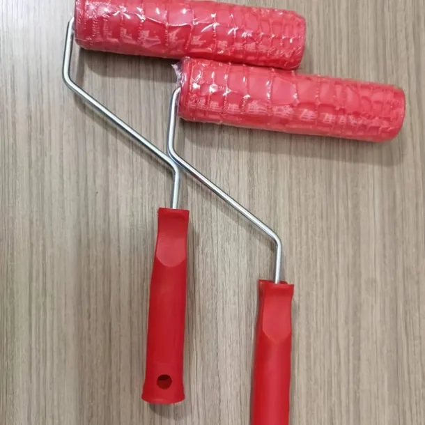 7" Textured Art Decoration Tool DIY Paint Roller - 1 Crocodile Skin Pattern with Red Handle, Durable Plastic, Easy-to-Use for Realistic Wood Grain & Embossed Walls