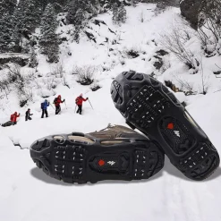 24 Tooth Spikes Crampons Anti-Slip Shoe Covers - Perfect for Winter Traction & Snow Walking Hiking Outdoors