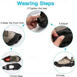 24 Tooth Spikes Crampons Anti-Slip Shoe Covers - Perfect for Winter Traction & Snow Walking Hiking Outdoors