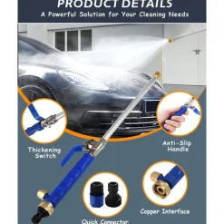 2023 Upgraded Jet Nozzle for Garden Hose Power Washer Wand Hydro Jet High Pressure Washer Tools with 2 Different Nozzles and Hose Quick Connectors